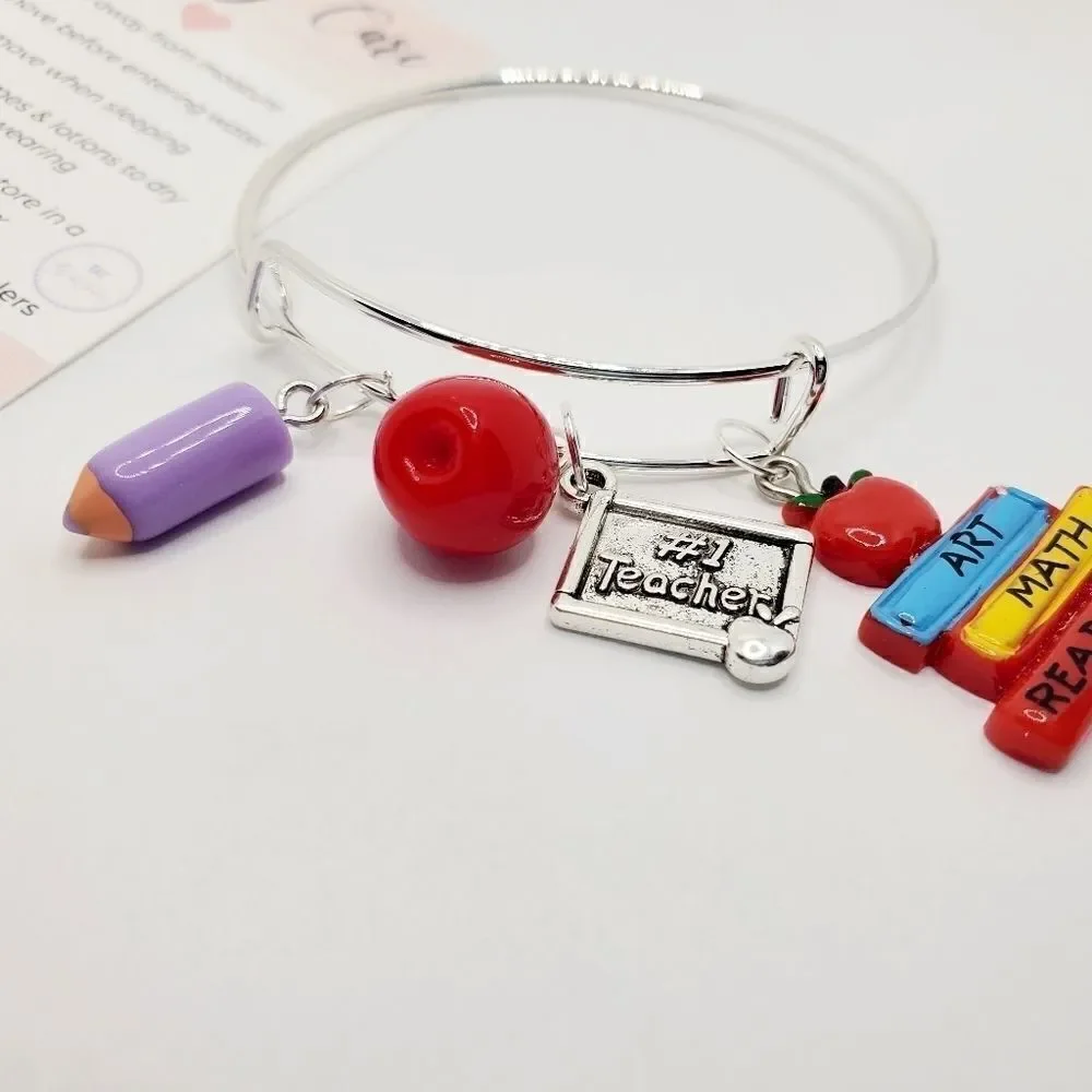 Number 1 Teacher Charm Bracelet